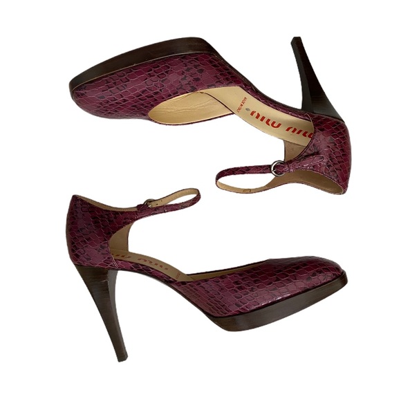 MIU MIU Python Platform Sandals - Picture 7 of 12